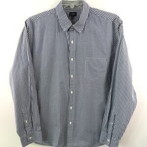 J. Crew Button‎ Down Classic Shirt Men's XL Blue & White Gingham Check Gorpcore